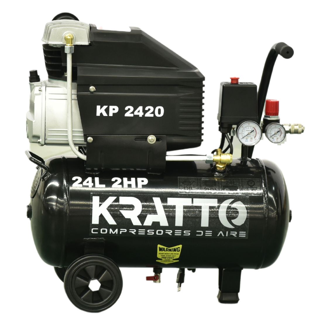 PACK 1: Compresor de Aire 2HP 24Litros - KP 2420 KRATTO + Kit 5 Piezas